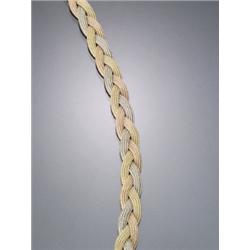 European 18-Karat Tri-Colored Gold Braided Bracelet, Length: 7-1/2 in (19.1 cm), Width: 1/2 i...