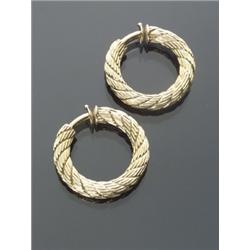 Pair of European 18-Karat Solid Yellow Gold Hoop Clip-Back Earrings, Diameter: 1-1/4 in (3.2 cm...