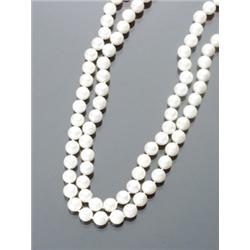 Opera Length Cultured Pearl Necklace, Knotted, The continuous single strand having ninety-one p...