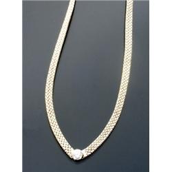 Choker Length 14-Karat Yellow Gold and Diamond Necklace, The bezel mount set with one round bri...