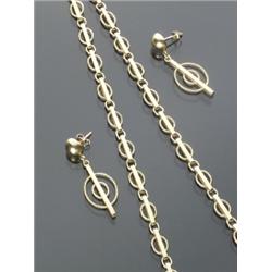 Opera Length Tested 18-Karat Yellow Gold Fancy Link Three Piece Ensemble, Length of chain: 44 i...