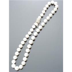 Matinee Length South Sea Pearl Necklace, Knotted, The single strand having thirty-nine pearls m...