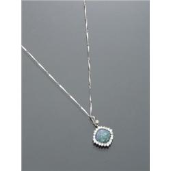 Platinum, Black Opal and Diamond Pendant and Platinum Chain, The platinum pendant set with one...