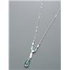 Image 1 : Platinum, Emerald and Diamond Pendant and Gold Chain, Set with a cabochon teardrop emerald weig...