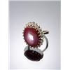 Image 1 : 14-Karat Yellow Gold, Star Ruby and Diamond Ring- Pendant, Set with one oval cabochon ruby weig...