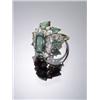 Image 1 : 18-Karat Yellow and White Gold, Emerald and Diamond Cluster Dinner Ring, Set with one octagonal...