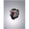 Image 1 : Platinum, Ruby and Diamond Dinner Ring, Set with one pear shape ruby weighing approximately 2.8...