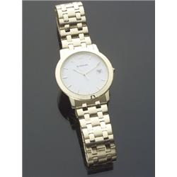 18-Karat Yellow Gold Gentleman's Quartz Wristwatch, Eterna, Swiss, Recent, Having a white ena...