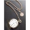 Image 1 : American 9-Karat Yellow Gold Hunter Case Pocket Watch and Vest Chain, American Watch Company, Tra...