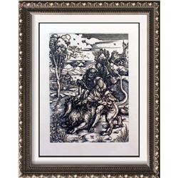 Durer "After" Etching Samson Fighting with Lion Fantastic Collectible