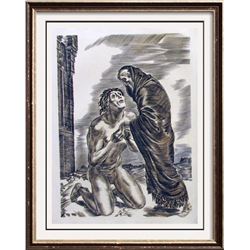 Samson & Delilah Original Decaris Engraving John Milton