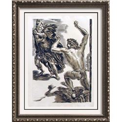 Samson & Delilah Original Decaris Engraving John Milton
