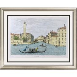 Colored Signed # Etching Original Old World Scene