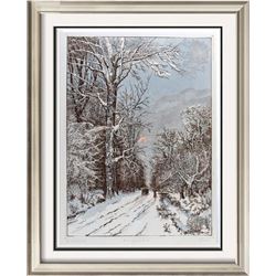 Winter Scene Original Etching Colored Ltd Ed Rare