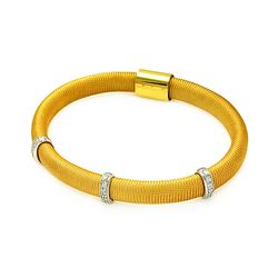 Sterling Silver Gold Plated Clear CZ Italian Bracelet itb00085gp