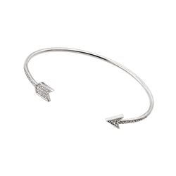 Sterling Silver Rhodium Plated Arrow Clear CZ Bracelet STB00510