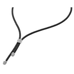 Sterling Silver Black & Rhodium Plated Italian Necklace ITN00104BLK