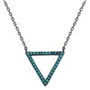 Image 1 : Sterling Silver Black Rhodium Turquoise StoneOpen Triangle Necklace - STP01545BP