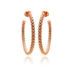 Sterling Silver Rose Gold Plated Italian Weave Hoop Earring ite00036rgp