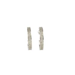 Sterling Silver Rhodium Plated Channel Clear CZ Hoop Earring gme00003