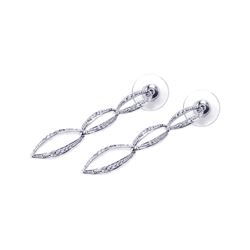 Silver Rhodium Plated Clear Open Marqui CZ Dangling Stud Earring bge00014