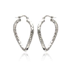 Sterling Silver Rhodium Plated Open Heart Hoop Earring ite00025rh