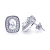 Image 1 : Sterling Silver Rhodium Plated Micro Pave Clear Square Inlay CZ Earring ace00035