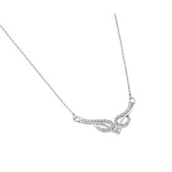 Sterling Silver Rhodium Plated Clear CZ Tribal Design Pendant Necklace BGP00953