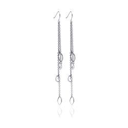 Sterling Silver Rhodium Plated Heart & Marqui Multiple Wire Strand Dangling Earring ste00103
