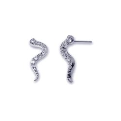Sterling Silver Rhodium Plated CZ Stud Earring ste00001