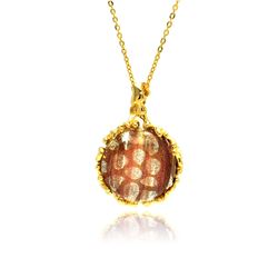 Sterling Silver Gold Plated Champagne Synthetic Stone CZ Necklace bgp00319