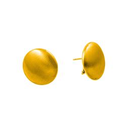 Sterling Silver Gold Plated Flat Round Stud Earrings ECE009GP