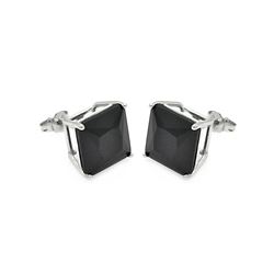 Sterling Silver Rhodium Plated Black Square CZ Stud Earring ste00596blk-9mm