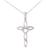 Image 1 : Sterling Silver Rhodium Plated CZ Rounded Heart & Cross Pendant Necklace STP01495