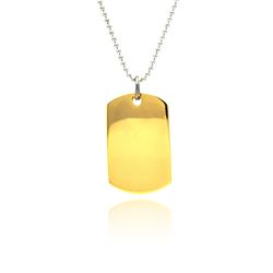Stainless Steel Gold Plated Dog Tag Charm Pendant ssp00079