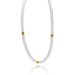 Stainless Steel Gold Plated Beads Clear CZ Net Necklace ssc00020