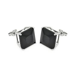 Sterling Silver Rhodium Plated Black Square CZ Stud Earring ste00597blk-10mm
