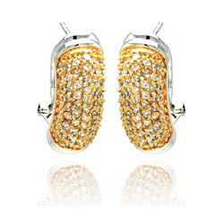 Sterling Silver Gold & Silver Rhodium Plated Clear Round CZ Stud Earring bge00044