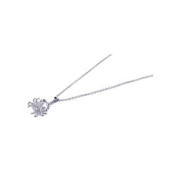 Sterling Silver Rhodium Plated Clear CZ Crab Pendant Necklace stp00645