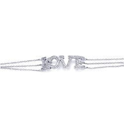Sterling Silver Rhodium Plated Clear CZ Love Bracelet stb00056