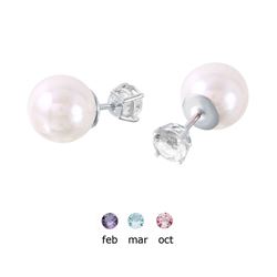 Sterling Silver Rhodium Plated Faux Pearl Birthstone Stud Earrings STE00984