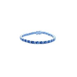 Sterling Silver Rhodium Plated Clear & Blue CZ Tennis Bracelet stb00344bl