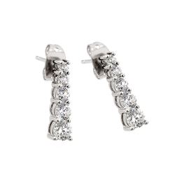 Sterling Silver Rhodium Plated Graduated Round CZ Stud Earring BGE00402