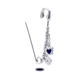 Sterling Silver Rhodium Plated Beads & Heart Pin Pendant stp01134