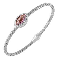 Sterling Silver Rhodium Plated Twisted Purple CZ Stone Bangle Bracelet ECB00038WA