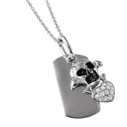 Skull Heart Tag Necklace STP00745