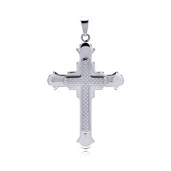 Stainless Steel Checkered Double Cross Charm Pendant ssp00153
