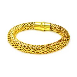 Sterling Silver Gold Plated Thick Beaded Italian Bracelet itb00018gp