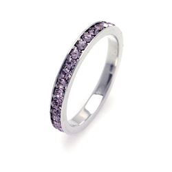 Sterling Silver Rhodium Plated June Purple CZ Eternity Band Ring junband