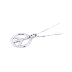 Sterling Silver Rhodium Open Peace Sign CZ Necklace bgp00197